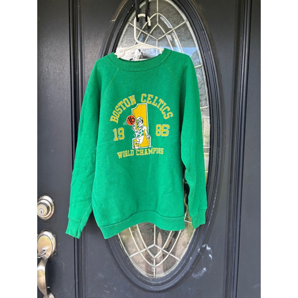 Vintage 1986 Boston Celtics World Champions Artex Green Sweatshirt Youth L XS